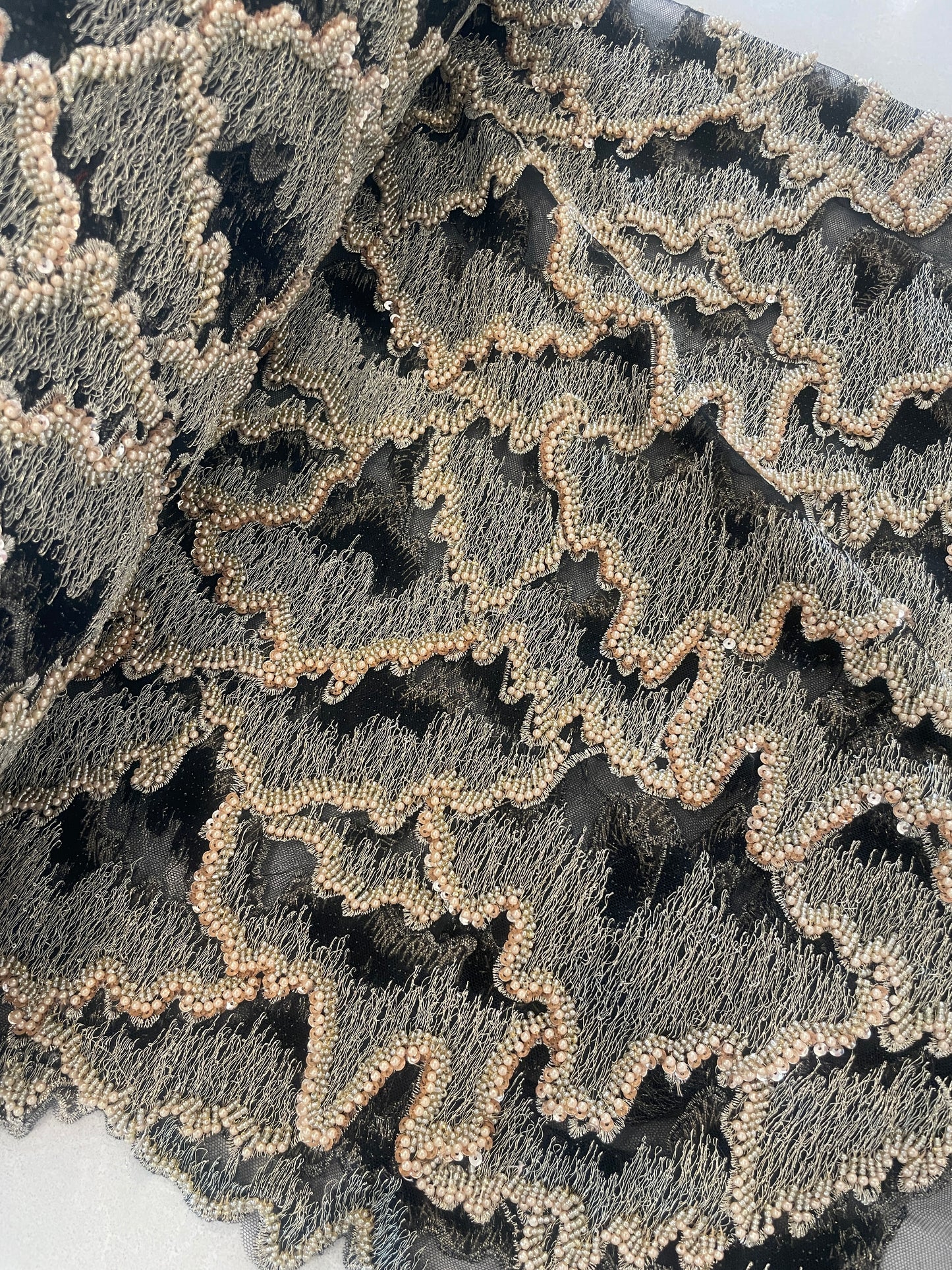 Diamond peaks beaded tulle