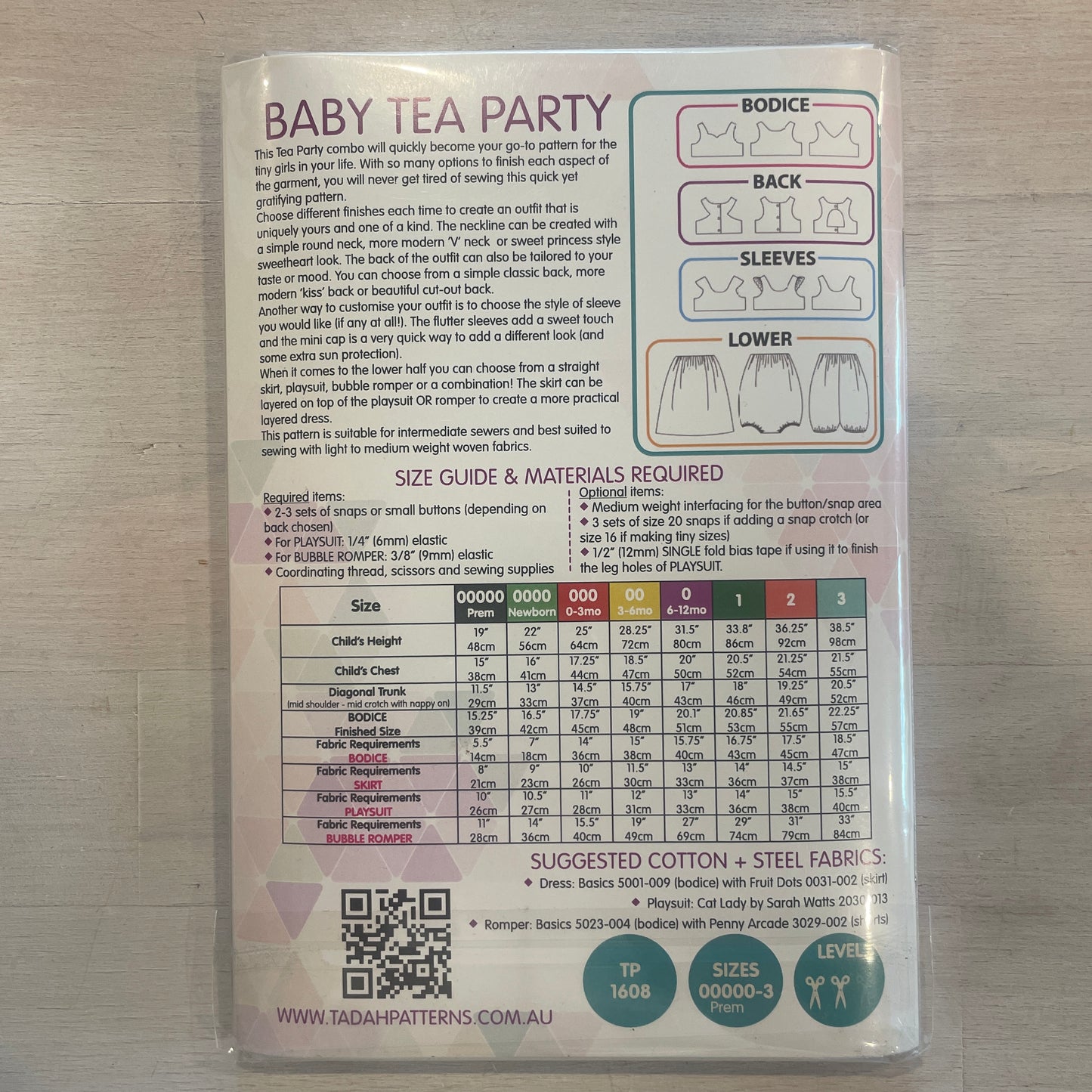 Tadah patterns baby tea party dress and romper