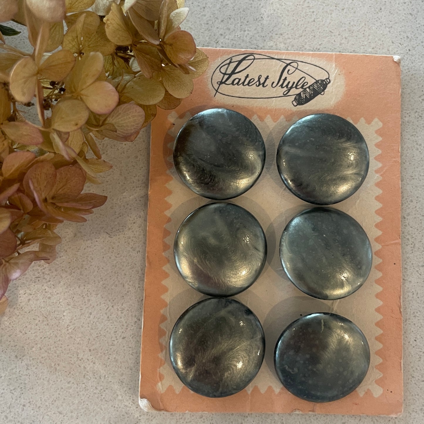 6 vintage coat buttons