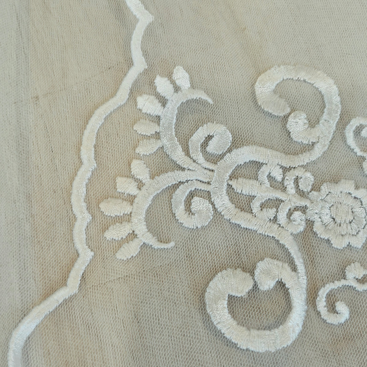 Folk design embroidered mesh