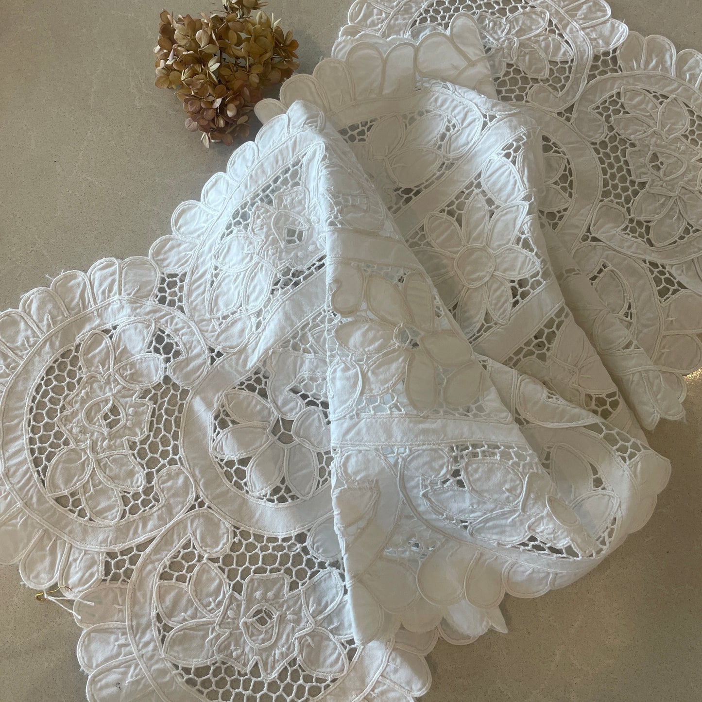 vintage embroidered table runner