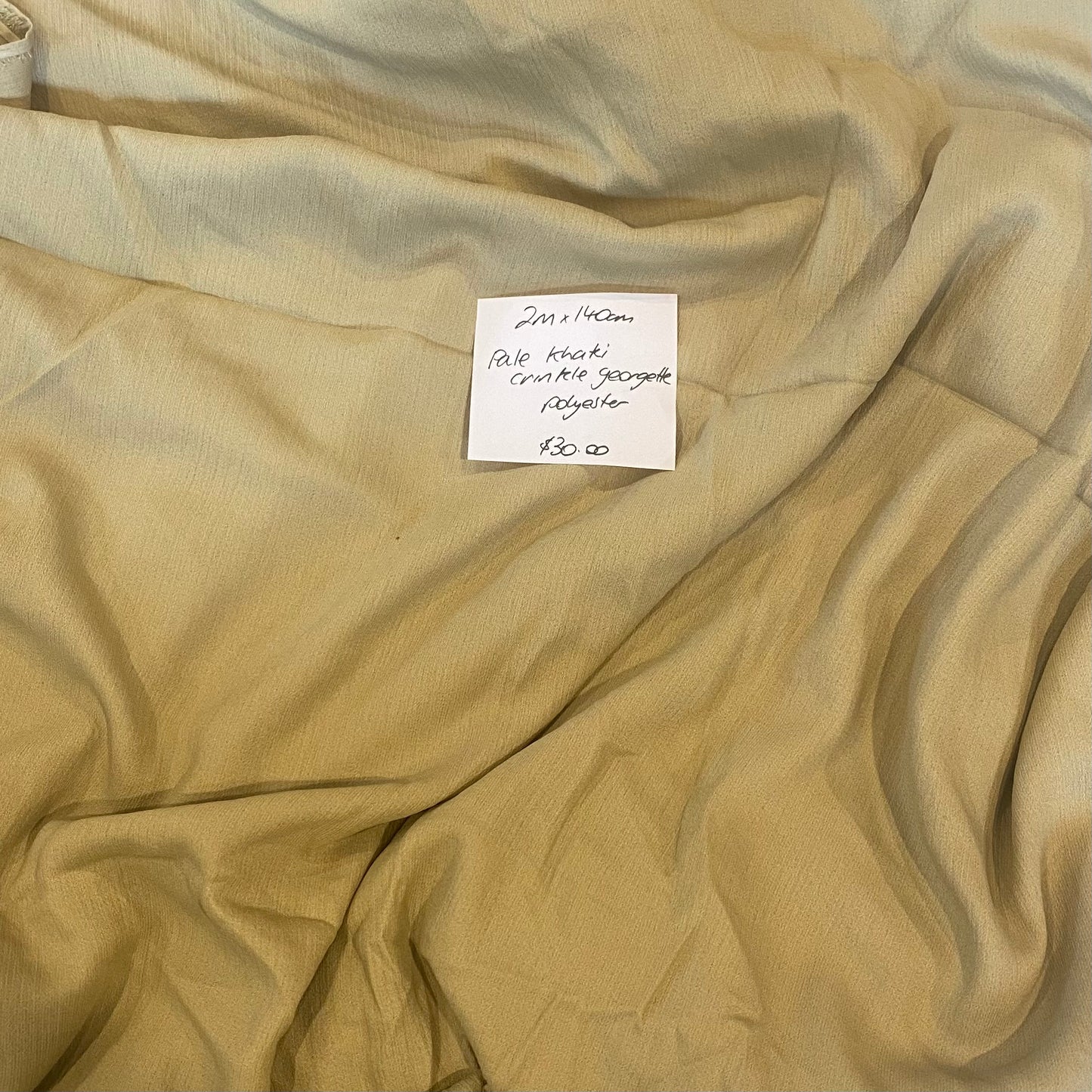 2m Pale khaki crinkle georgette Nicola Finetti