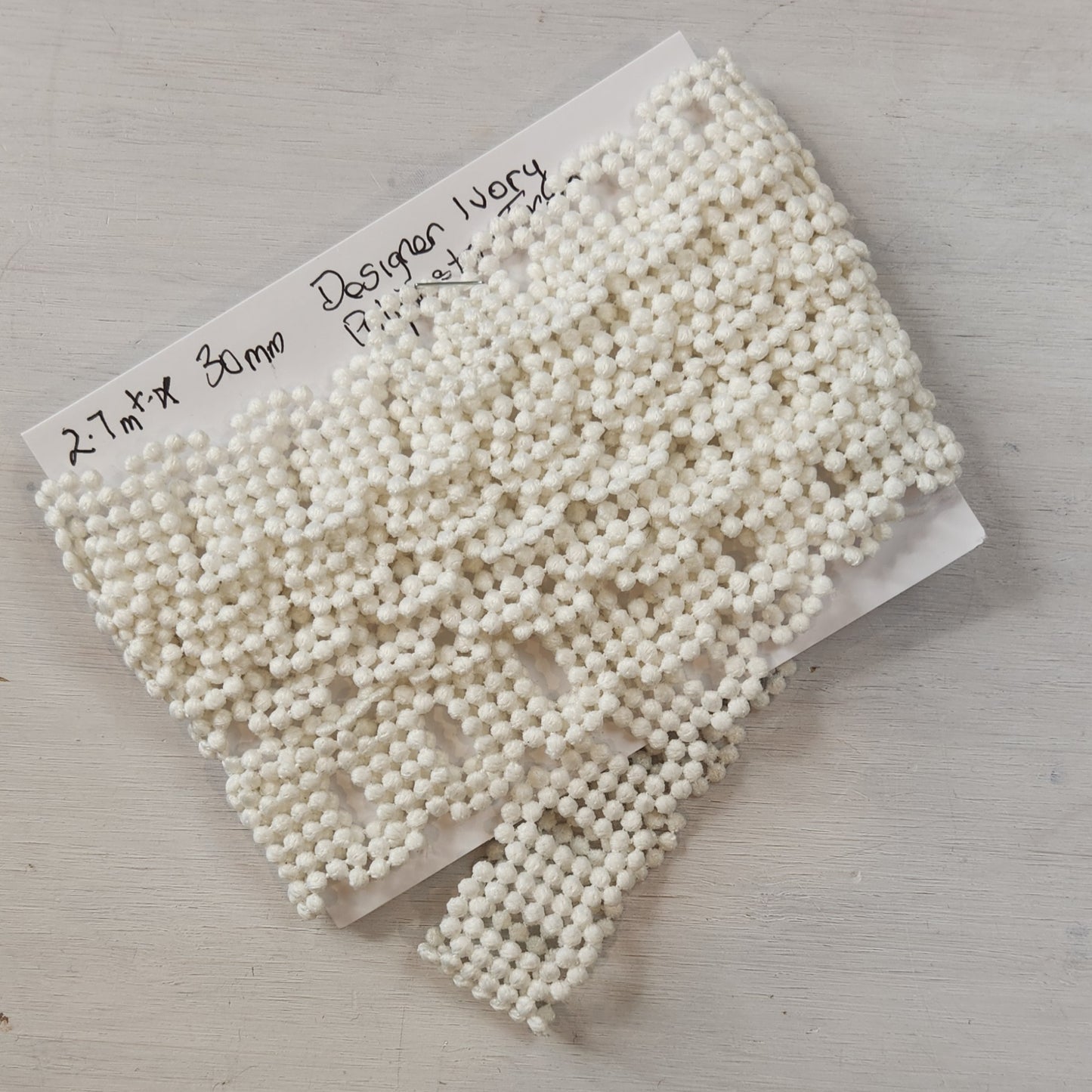 2.7m Designer ivory polyester trim