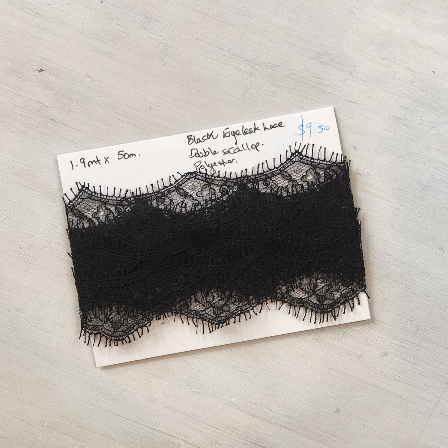 1.9m Black eyelash double scallop lace