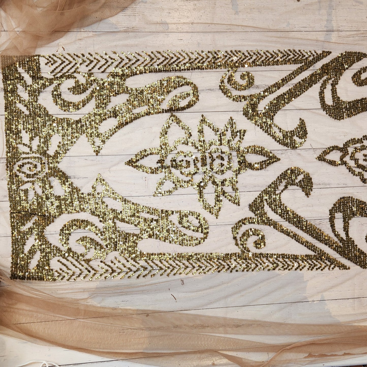 8. Bronze sequin on silk mesh