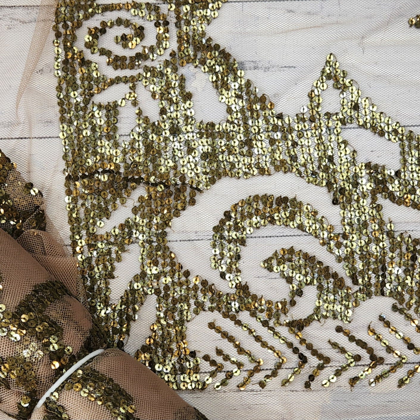 8. Bronze sequin on silk mesh