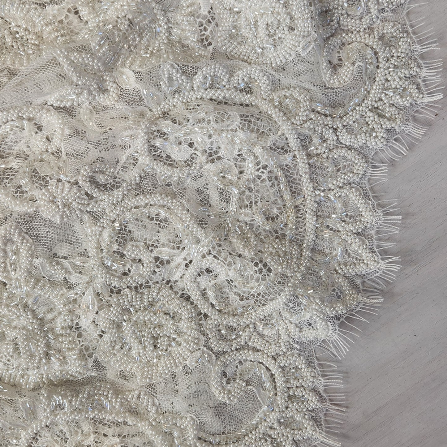 80cm Heavily encrusted flower eyelash lace