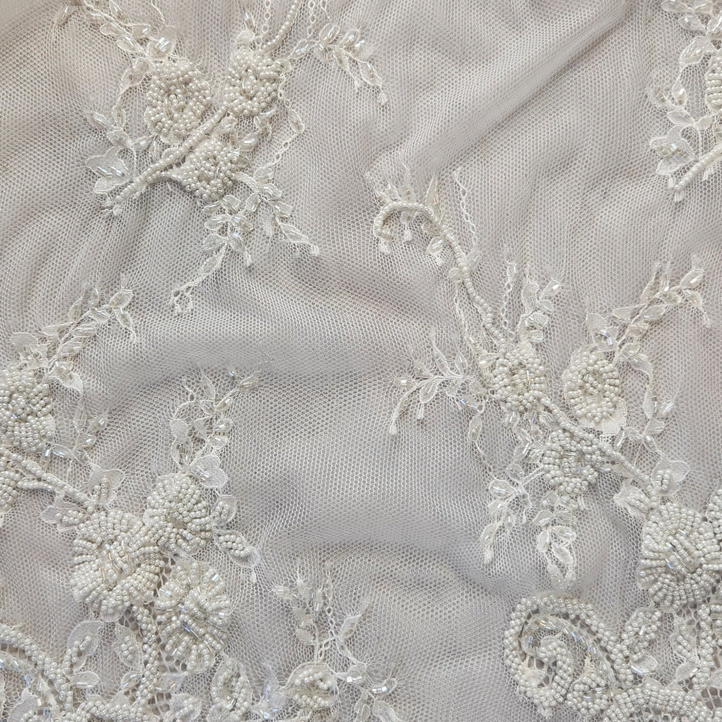 80cm Heavily encrusted flower eyelash lace
