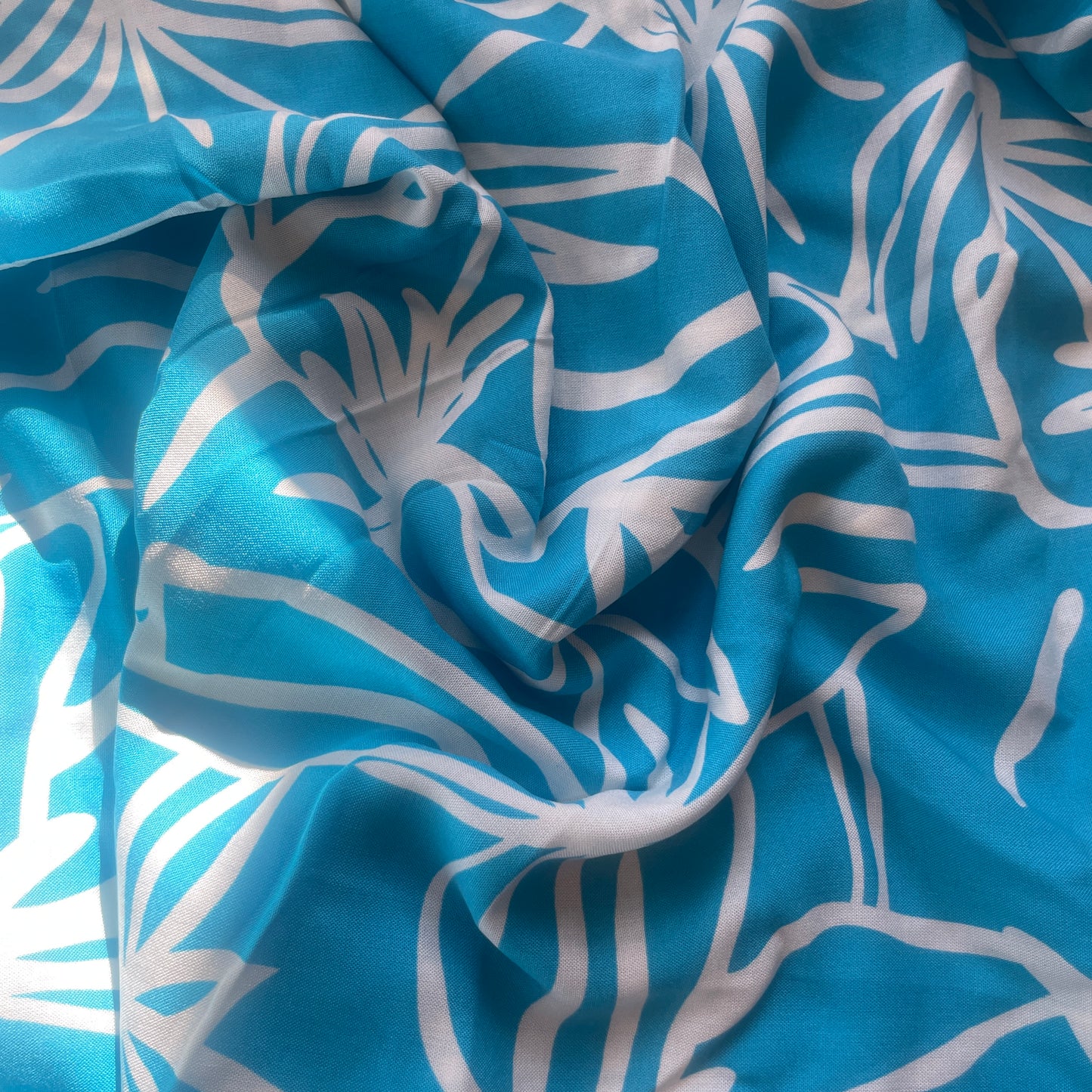1m aqua holiday viscose challis