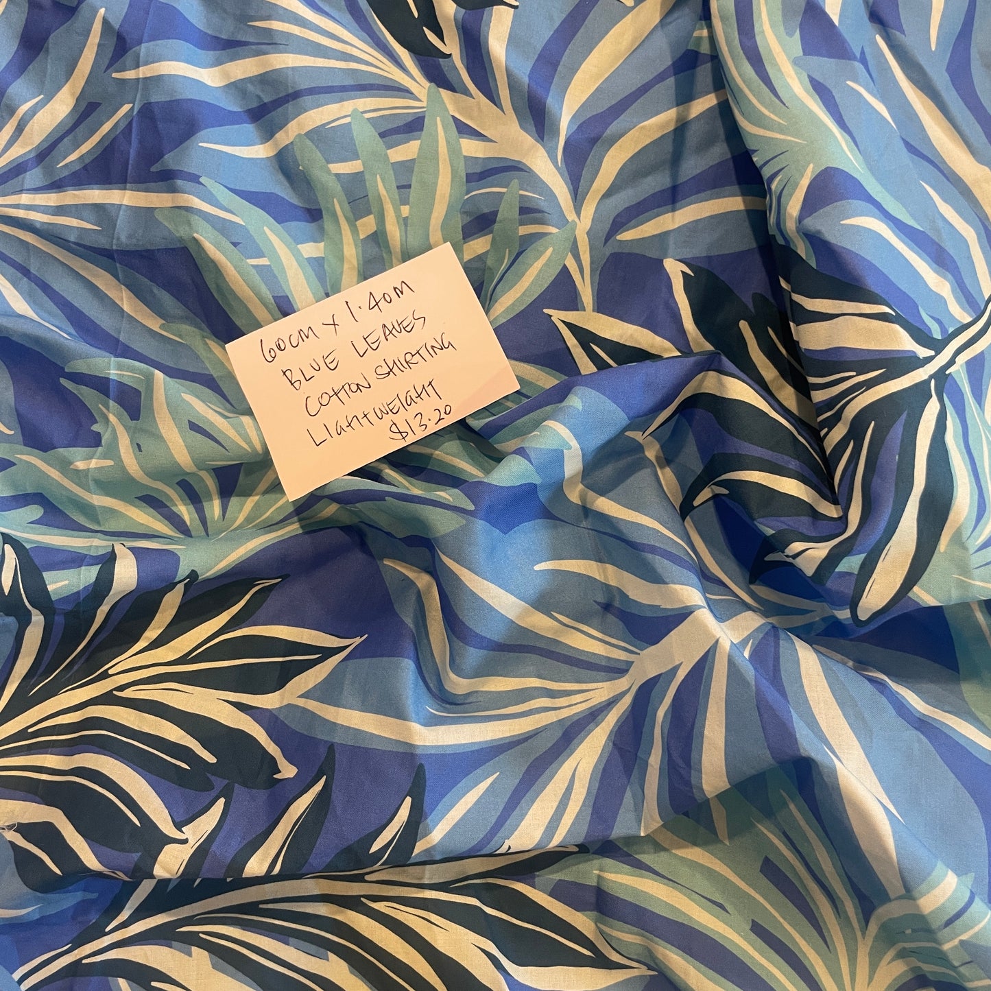60cm blue leaves cotton shirting