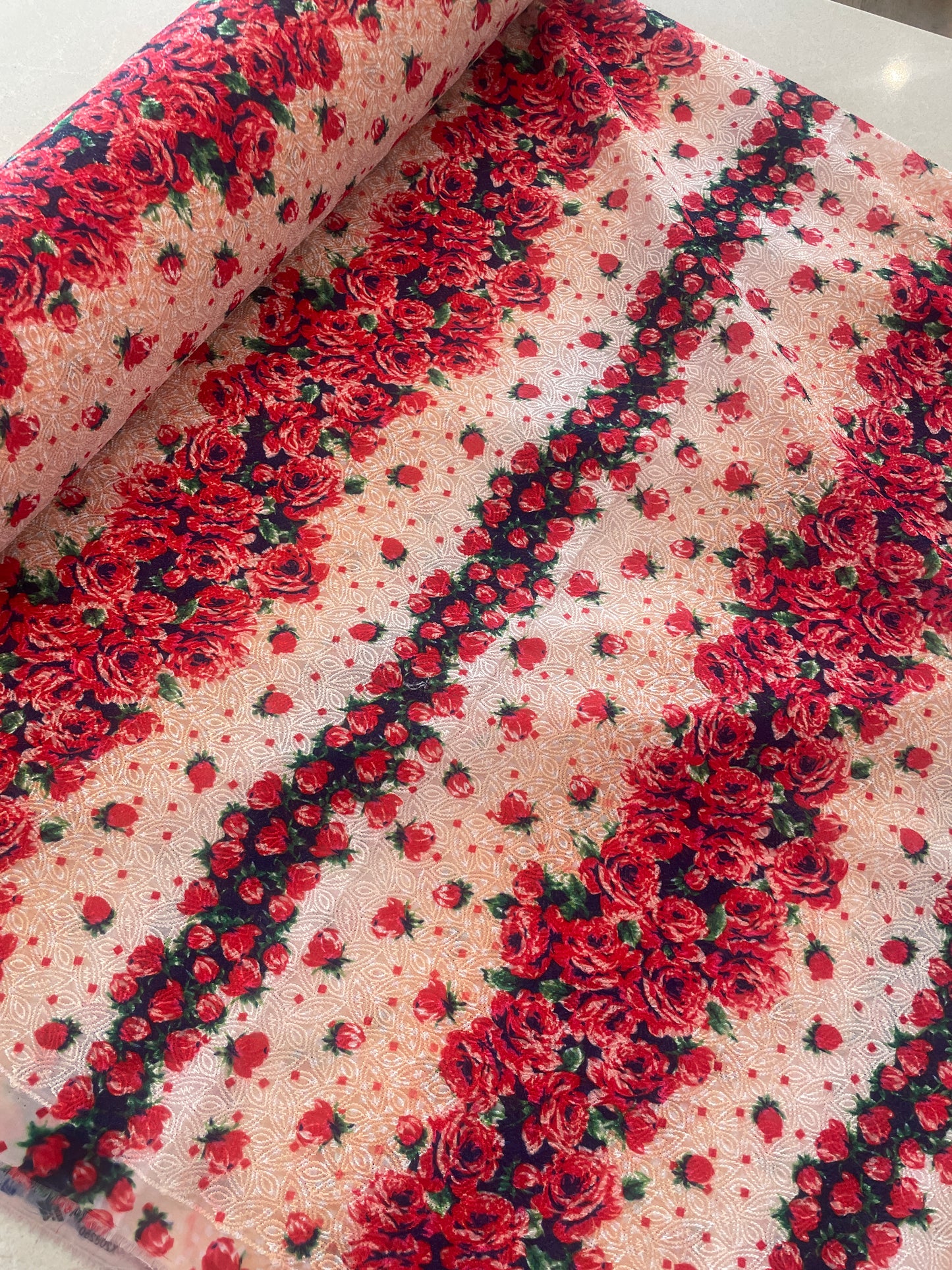 Falling roses embroidered georgette