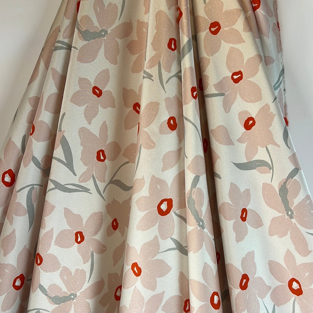 Pink Floral Field Silk Twill