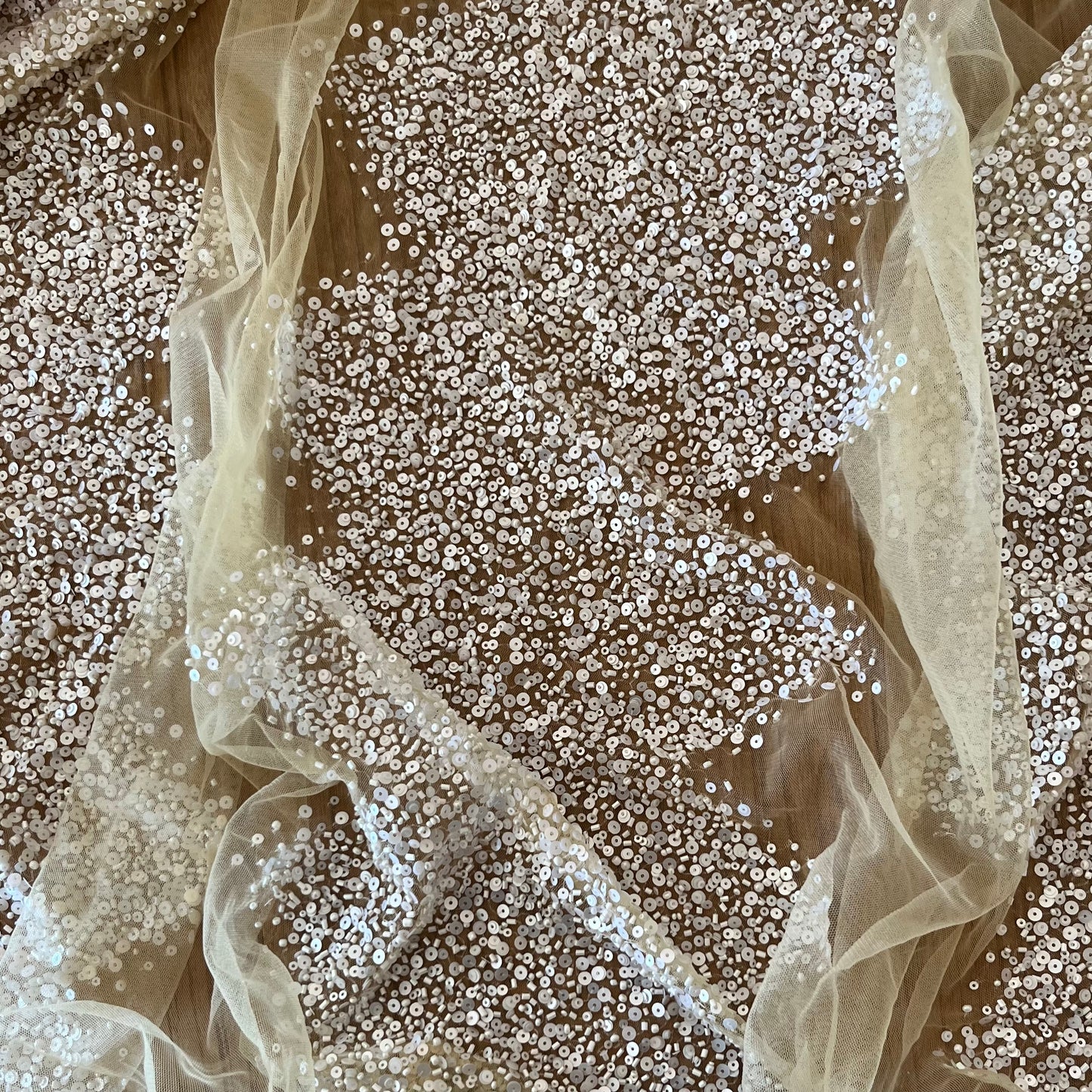 80cm Nude Beaded Tulle Nylon + glass