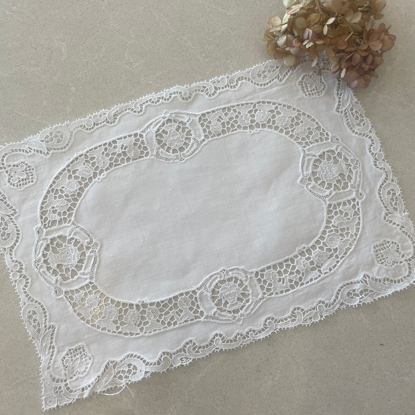 vintage embroidered cut work doily