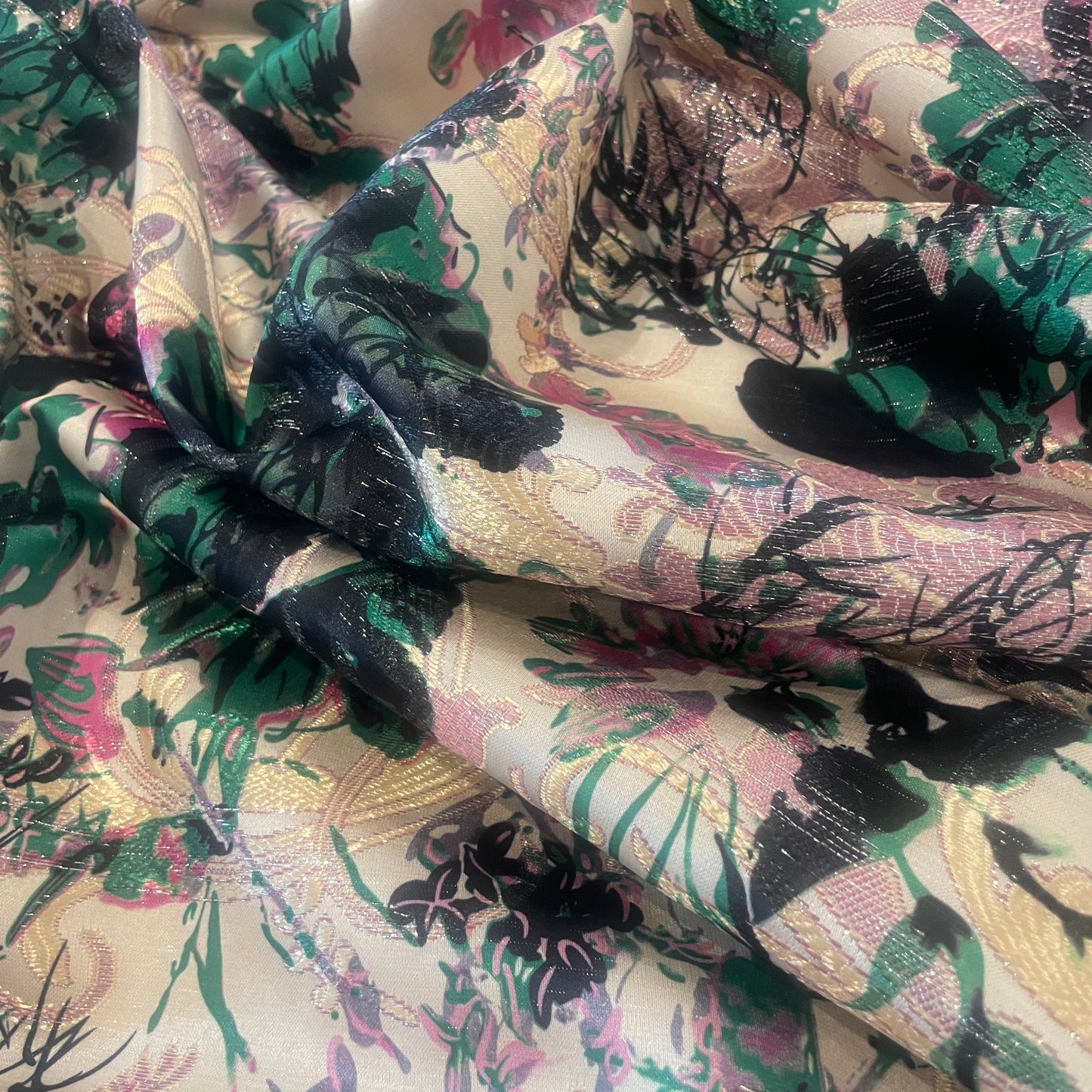 1m abstract floral lurex jacquard brocade