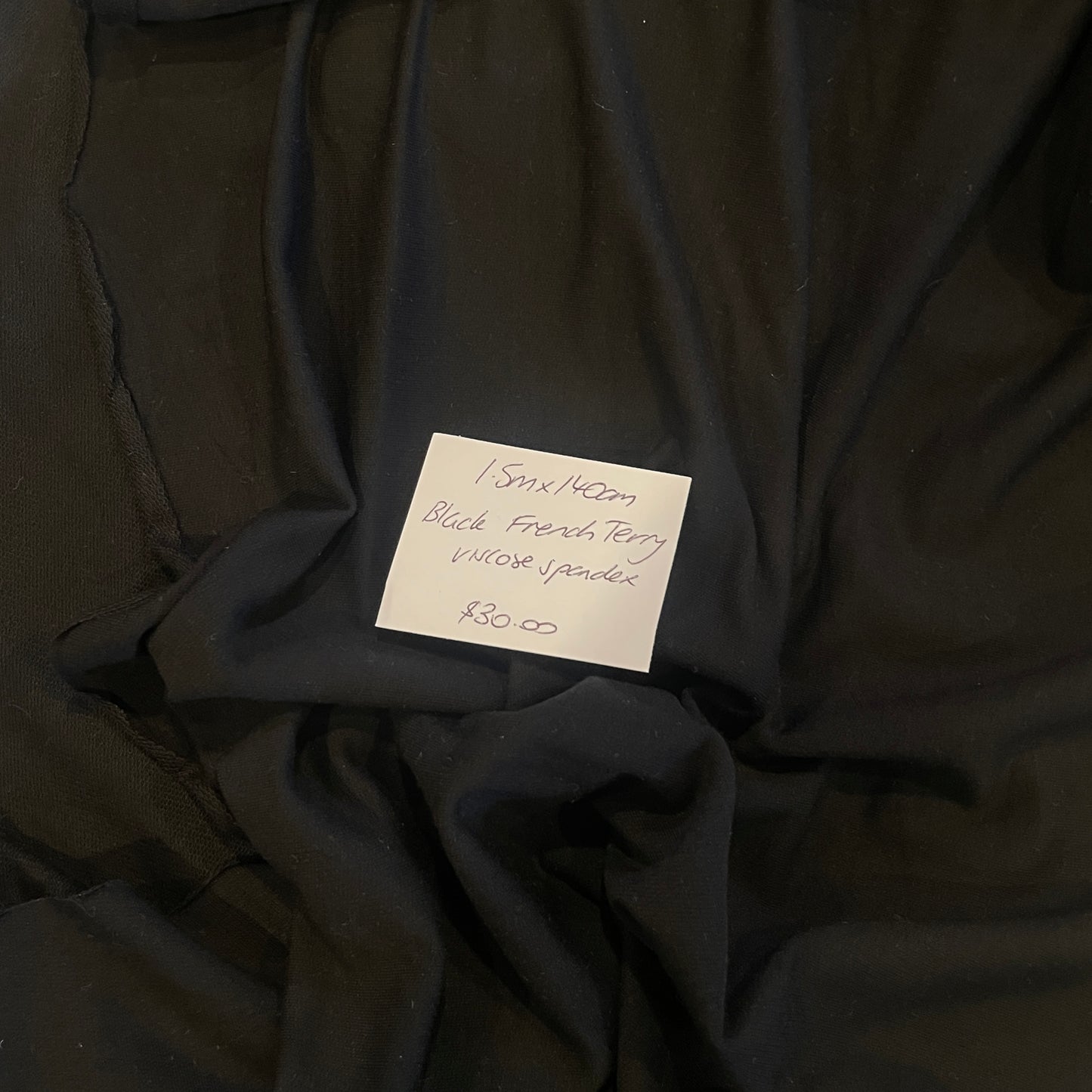 1.5m black french terry