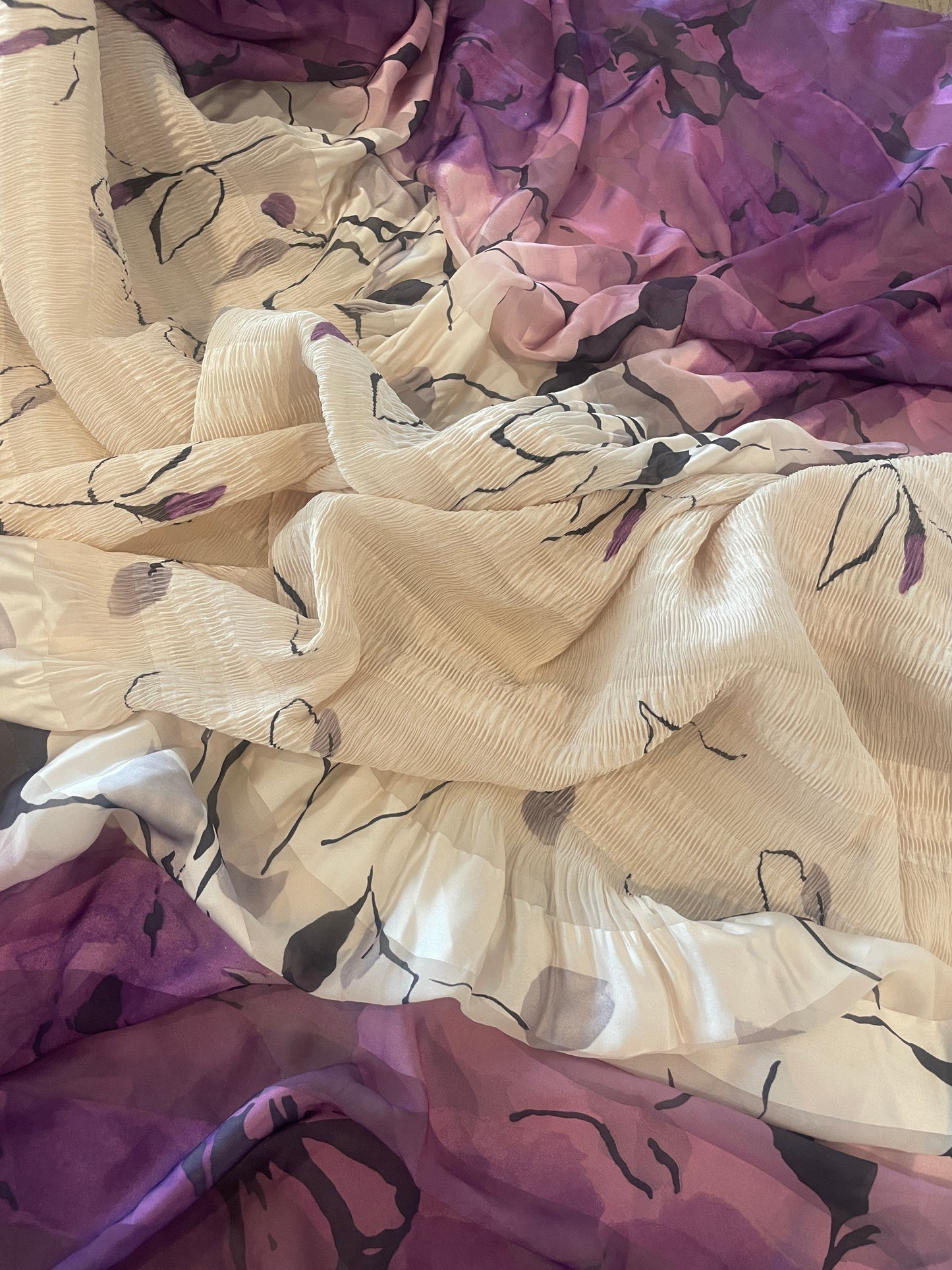 4.5m amethyst shirred satin