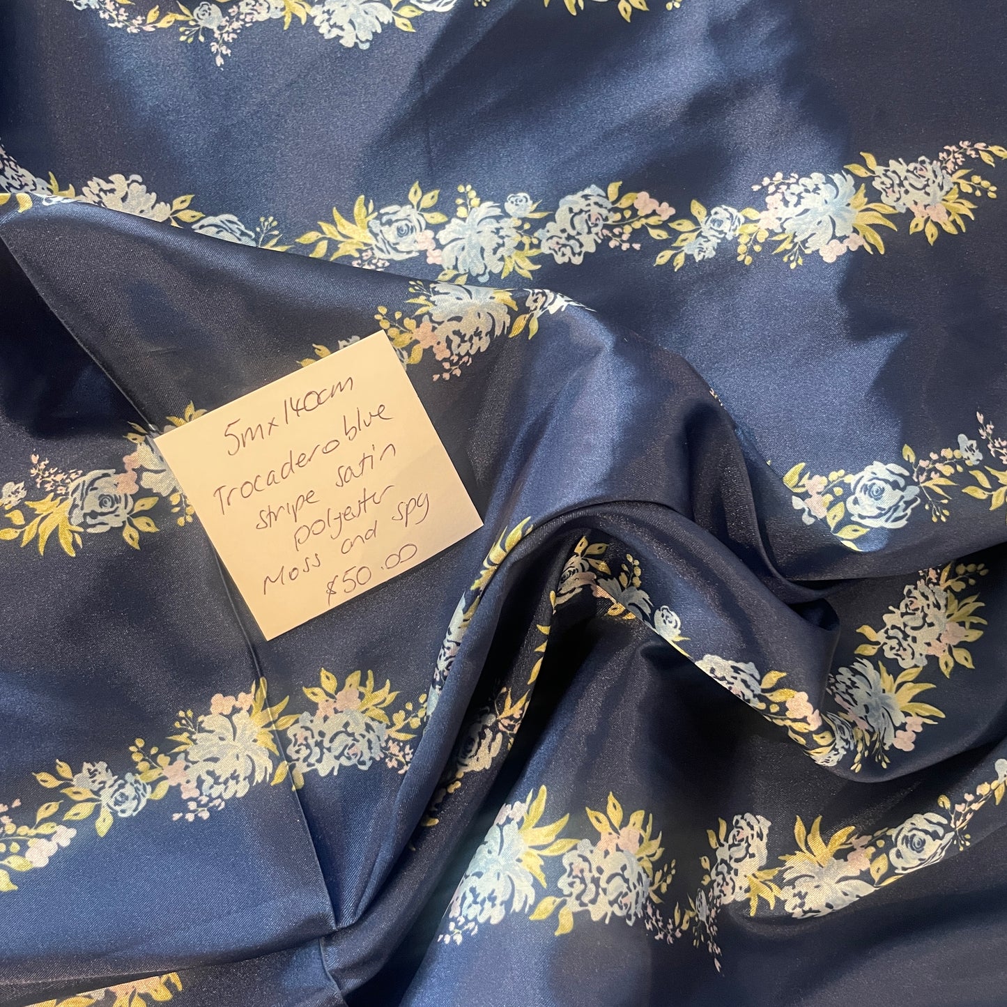 5m trocadero blue stripe satin