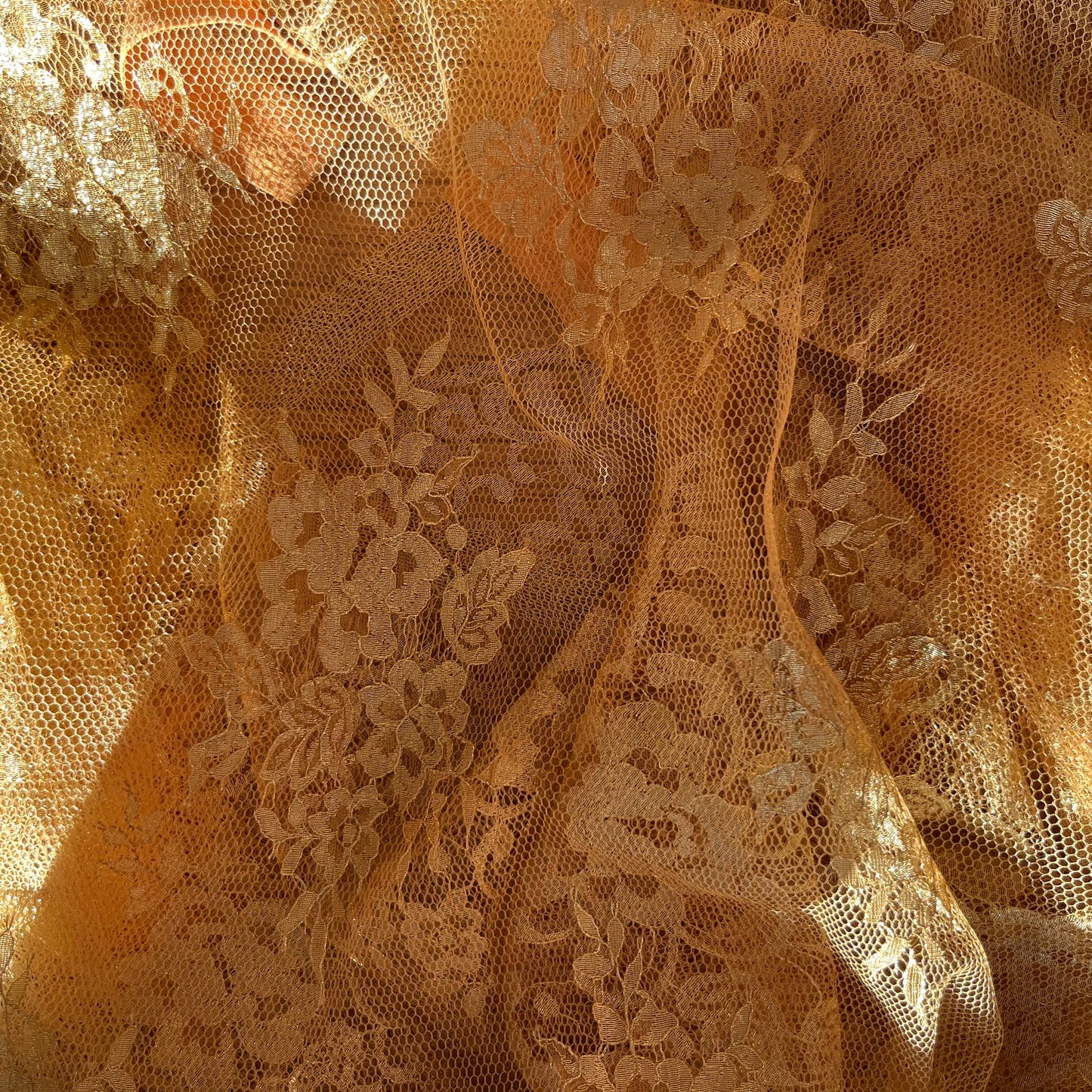 2.5m gold Lurex French lace nylon cotton Lurex