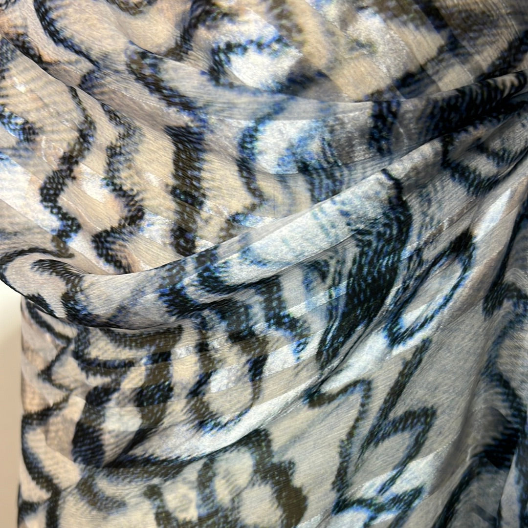 Storm Clouds Burnout Silk Satin Stripes