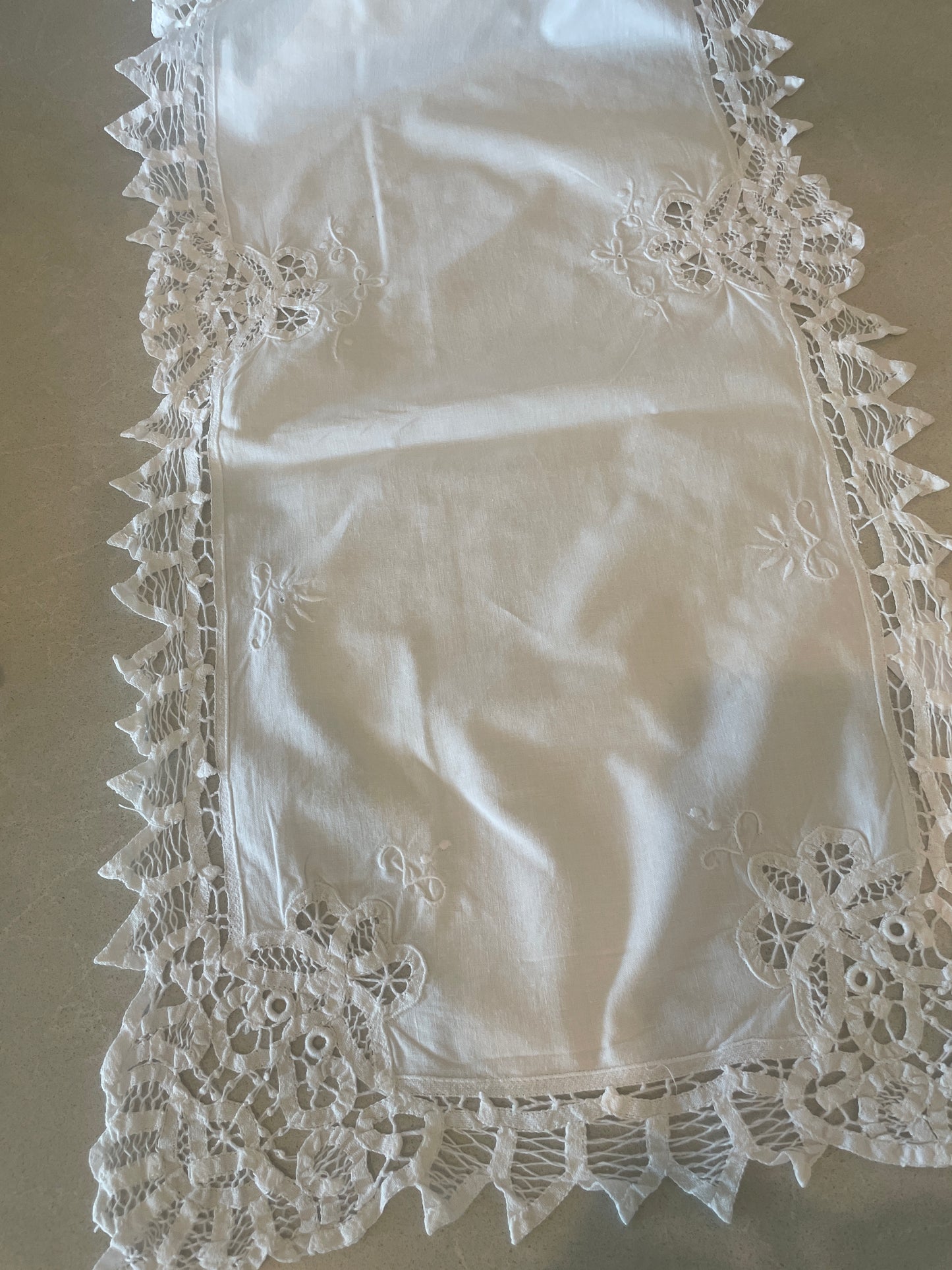 Battenburg lace table runner