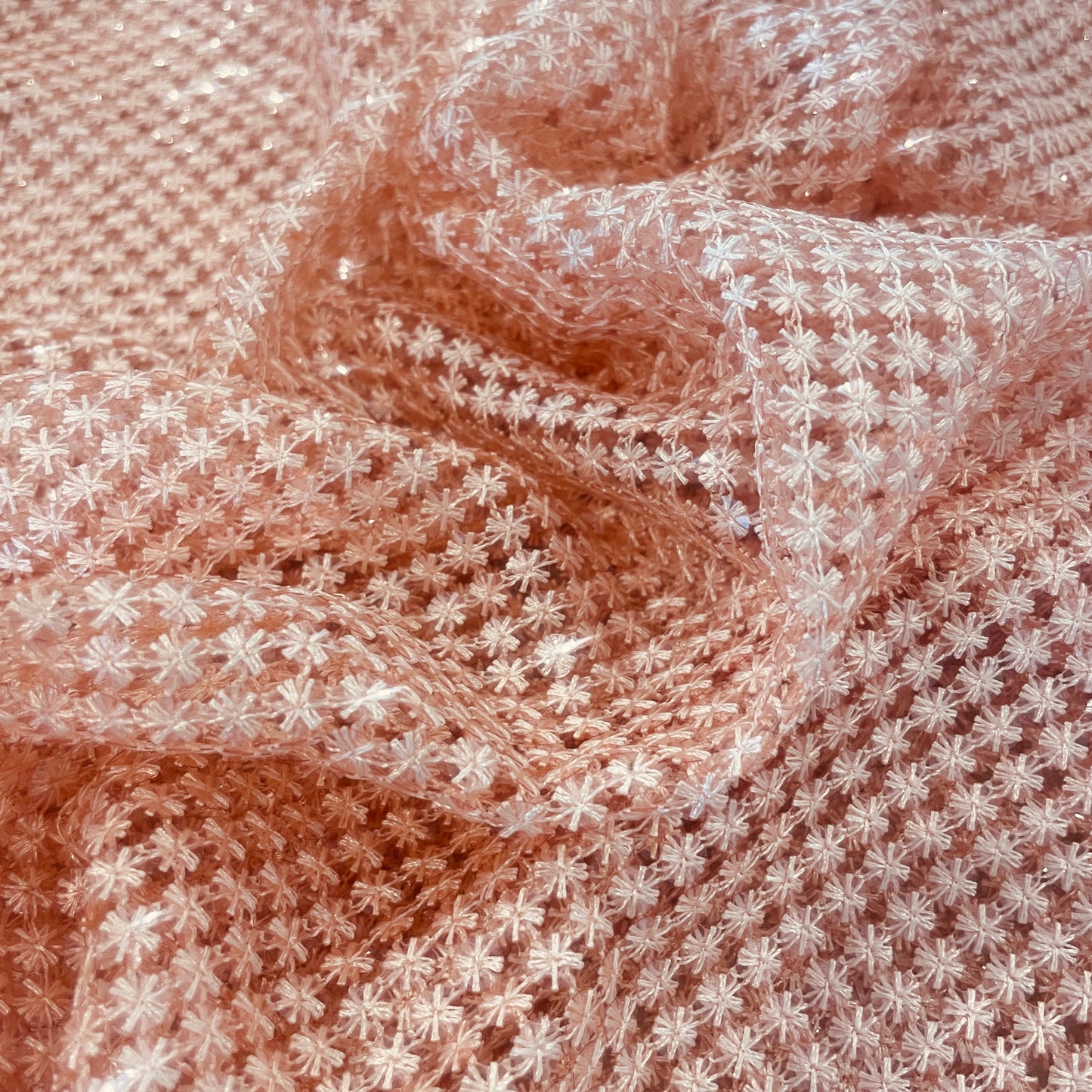 1m pink stars sequin guipure lace