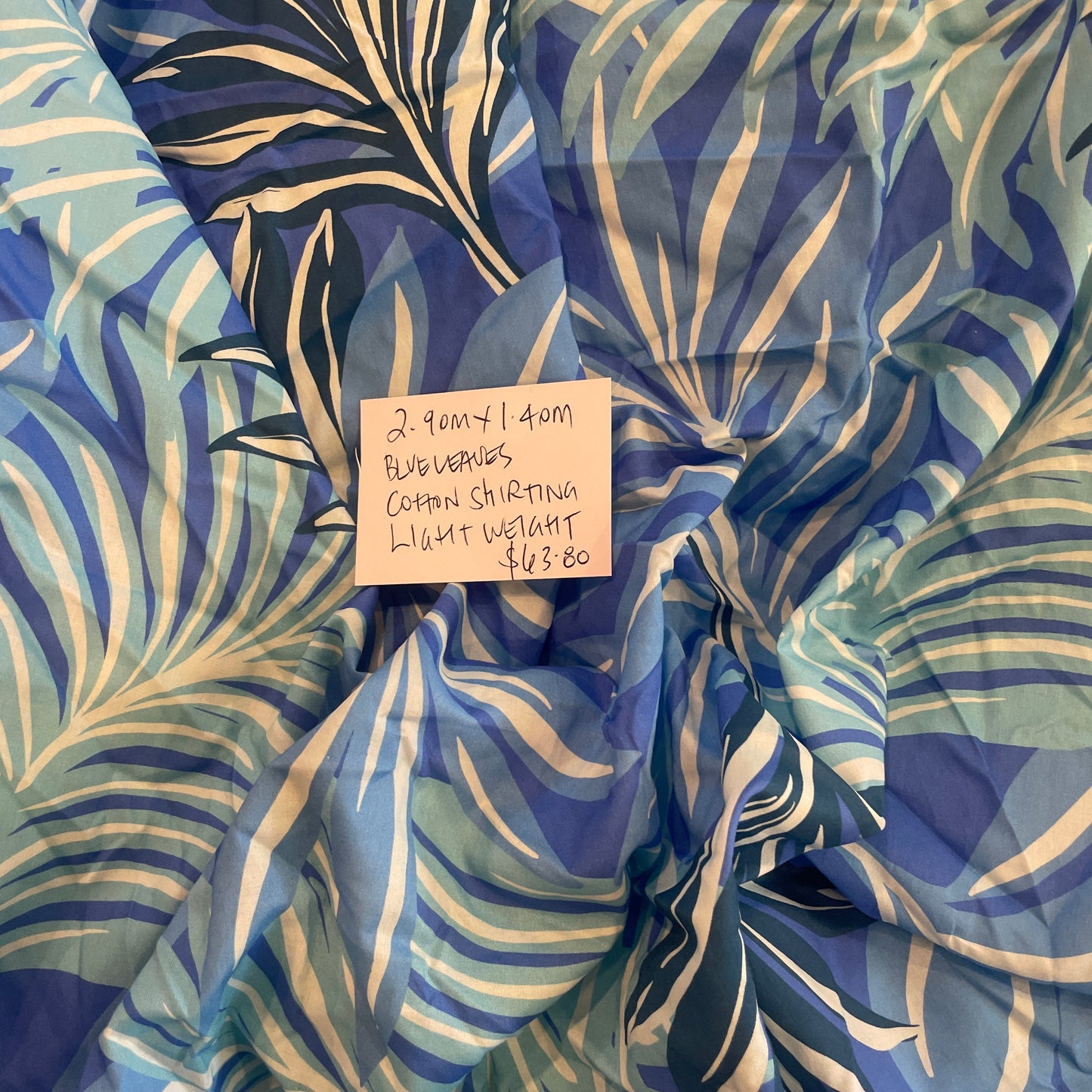 2.9 m blue leaves cotton shirting