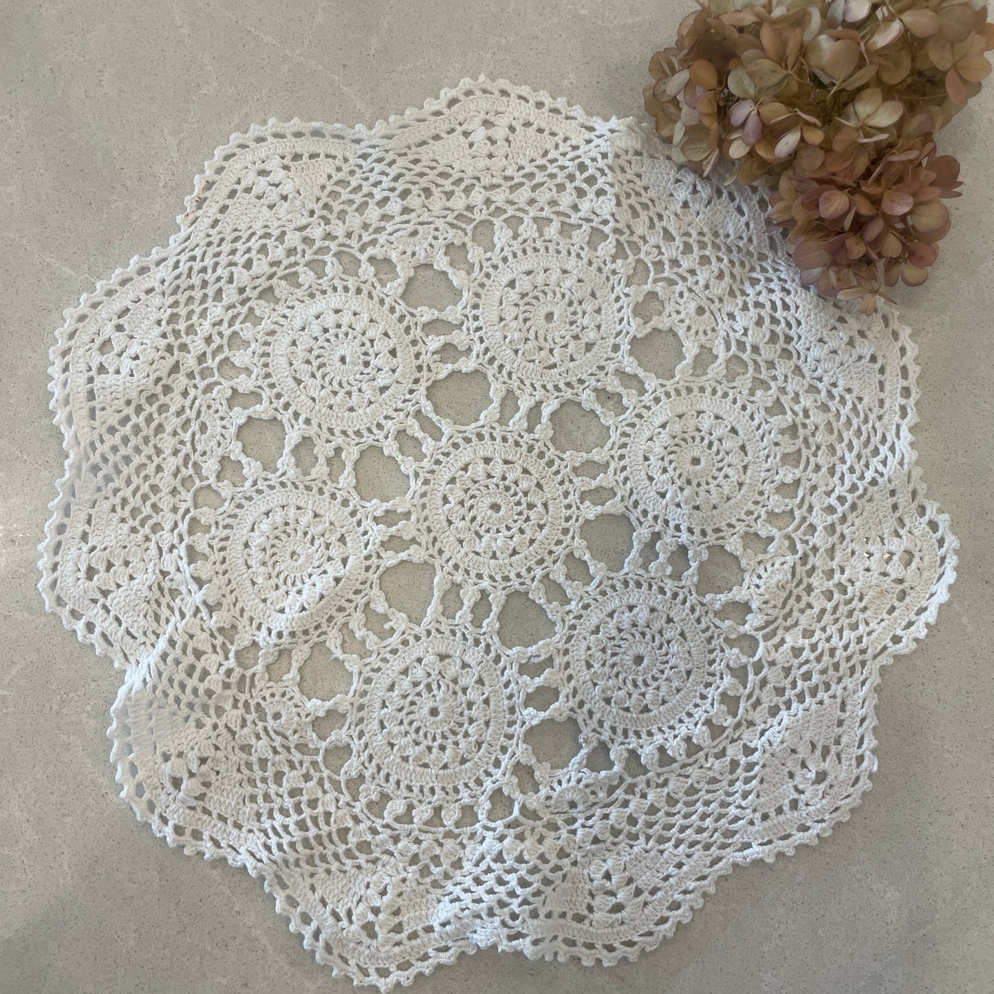 vintage white crochet doily #23