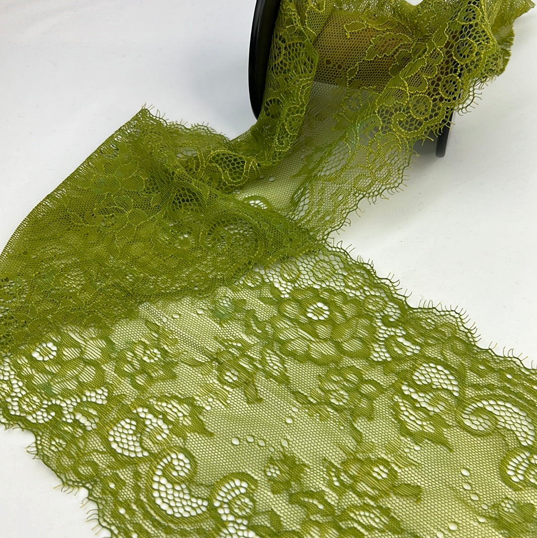 Ella Olive Green 180mm Stretch Lace