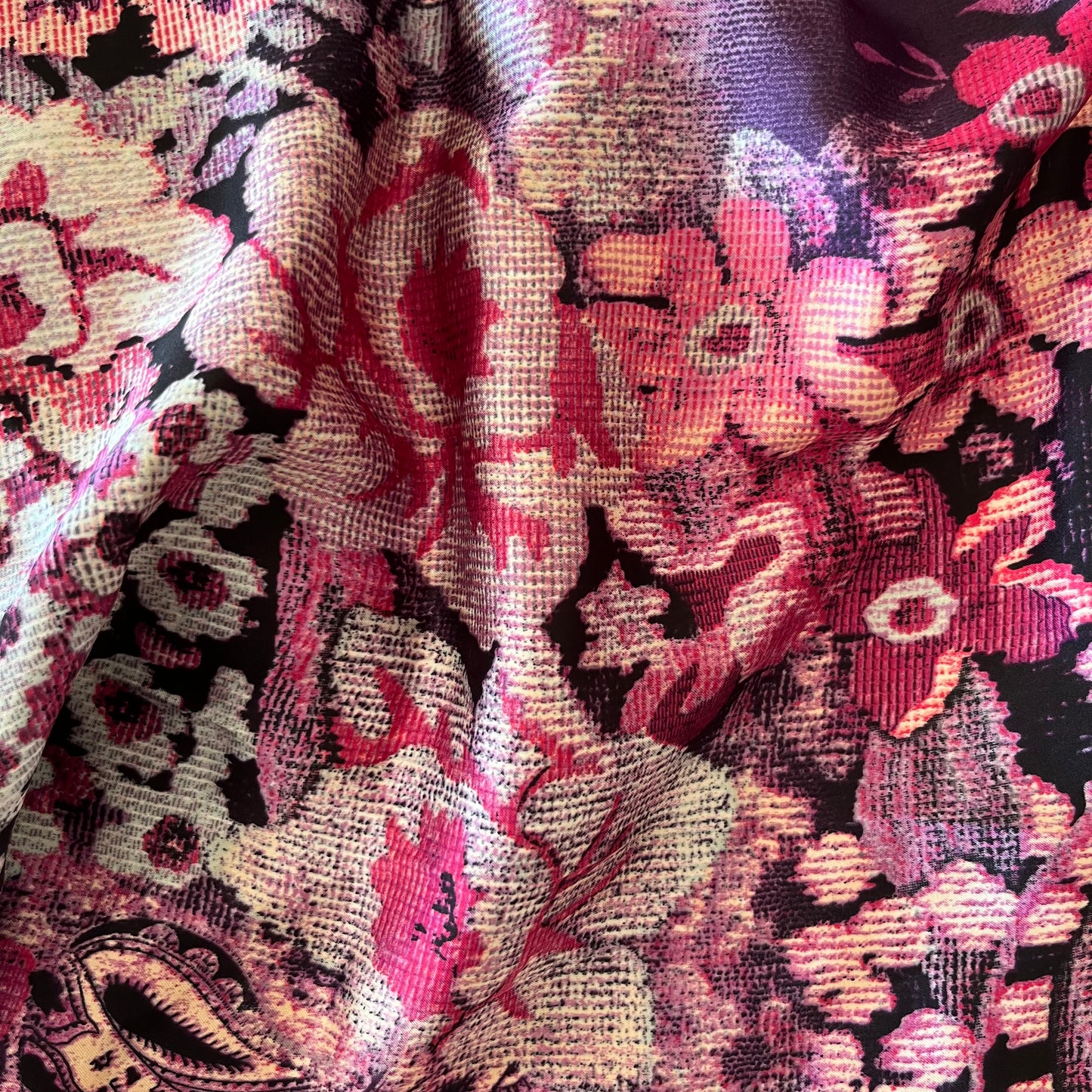 2m Purple Floral lightweight satin polyester