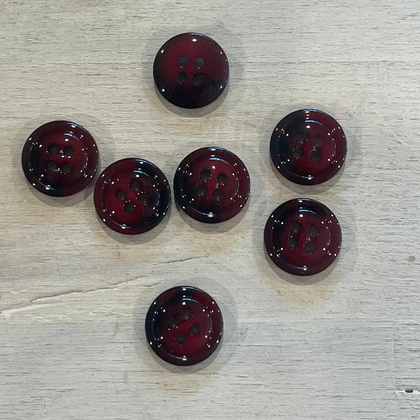 15mm Ruby 4 hole retro Button