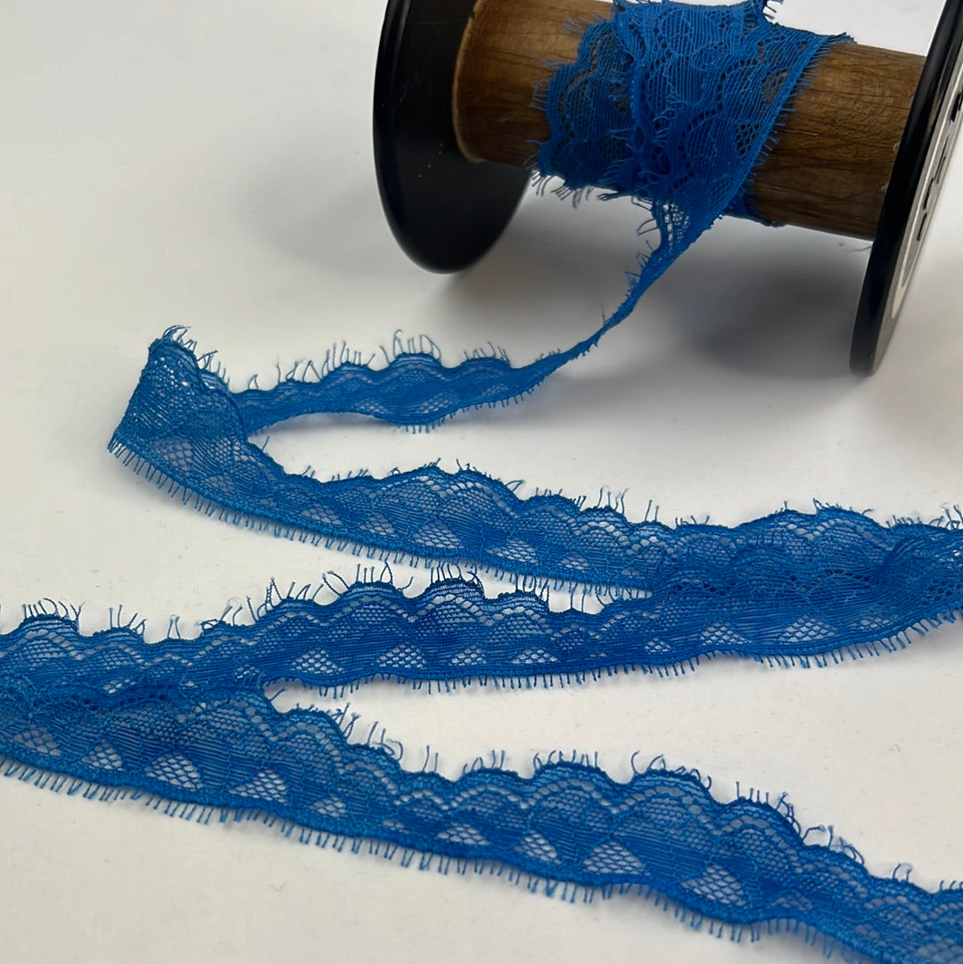Sapphire Eyelash Scallop 25mm Stretch Lace