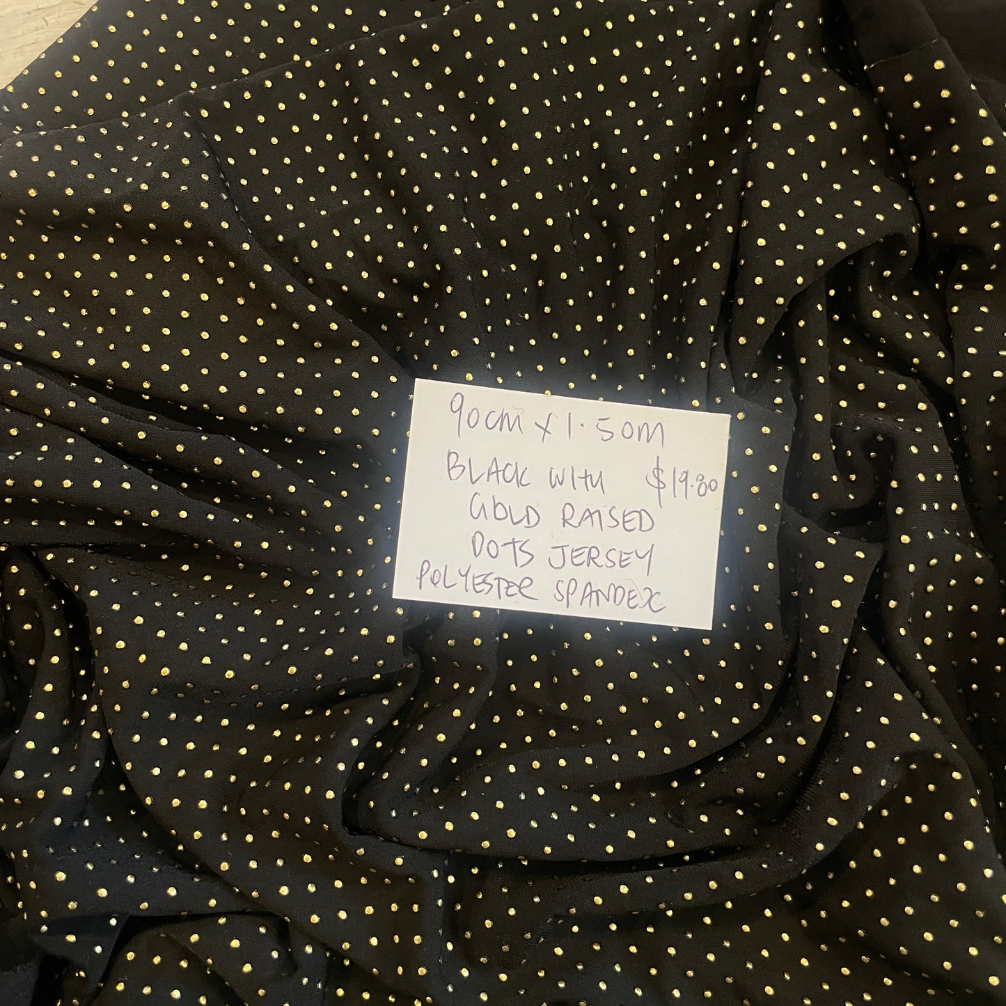 90cm black with raised gold dots jersey