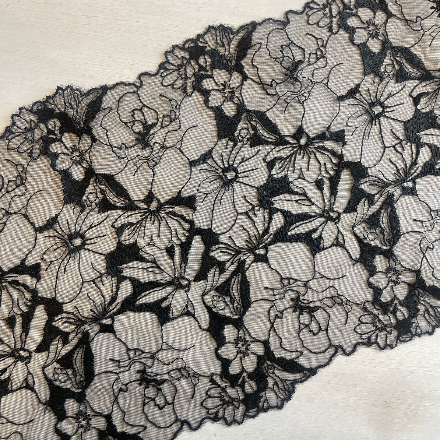 Midnight flowers Embroidered Lace