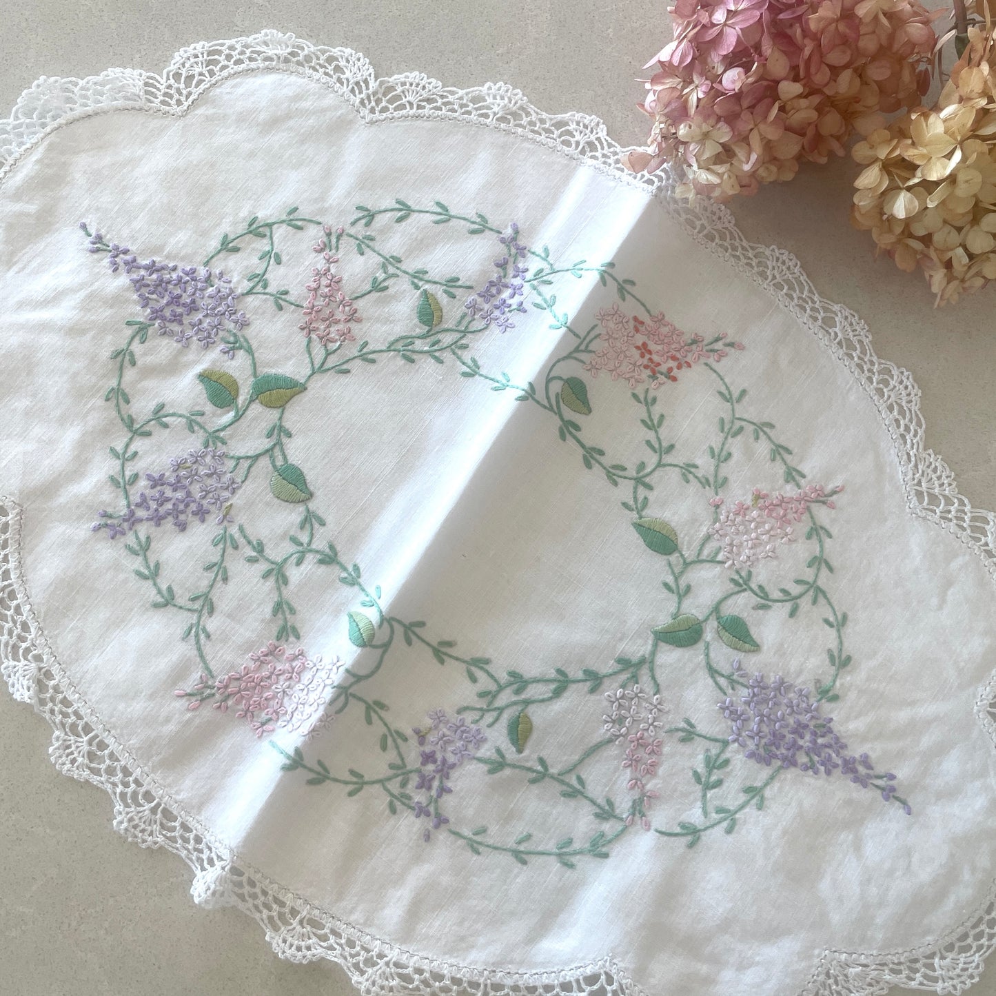 vintage embroidered table centre