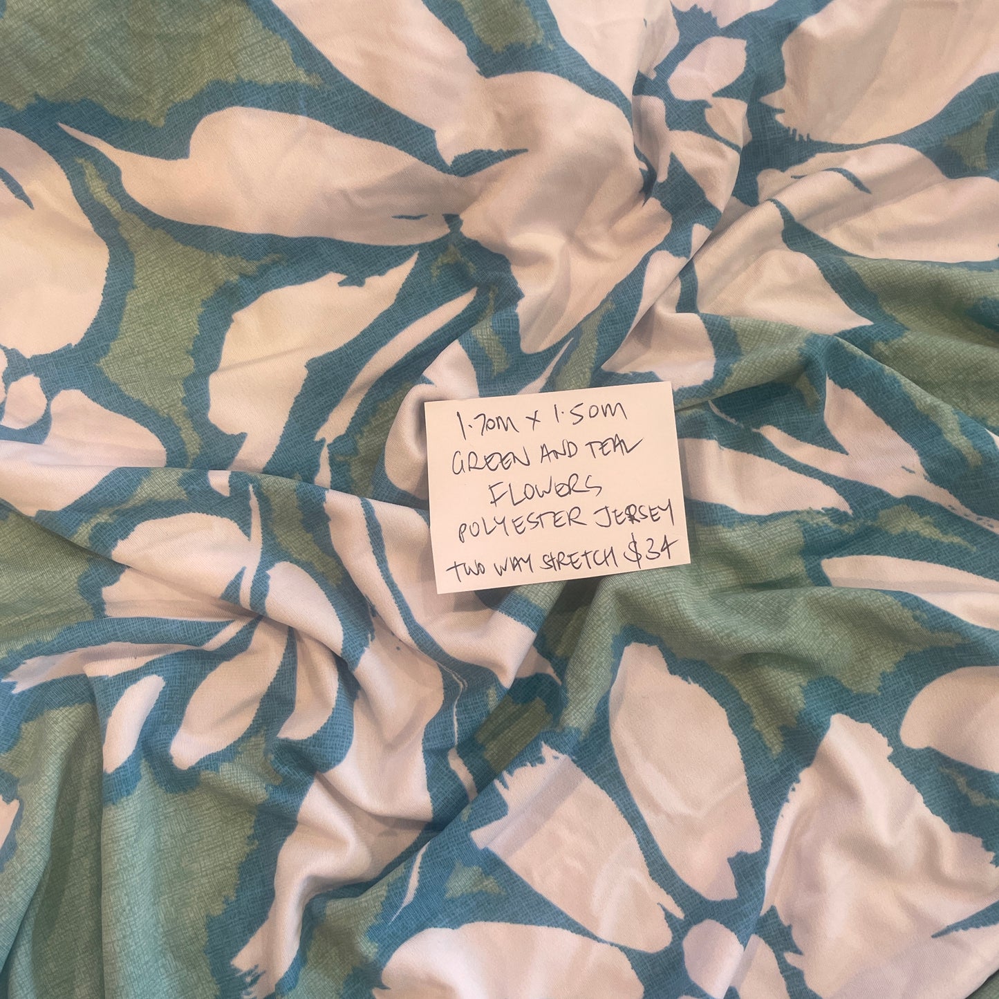 1.7m green and teal flowers jersey