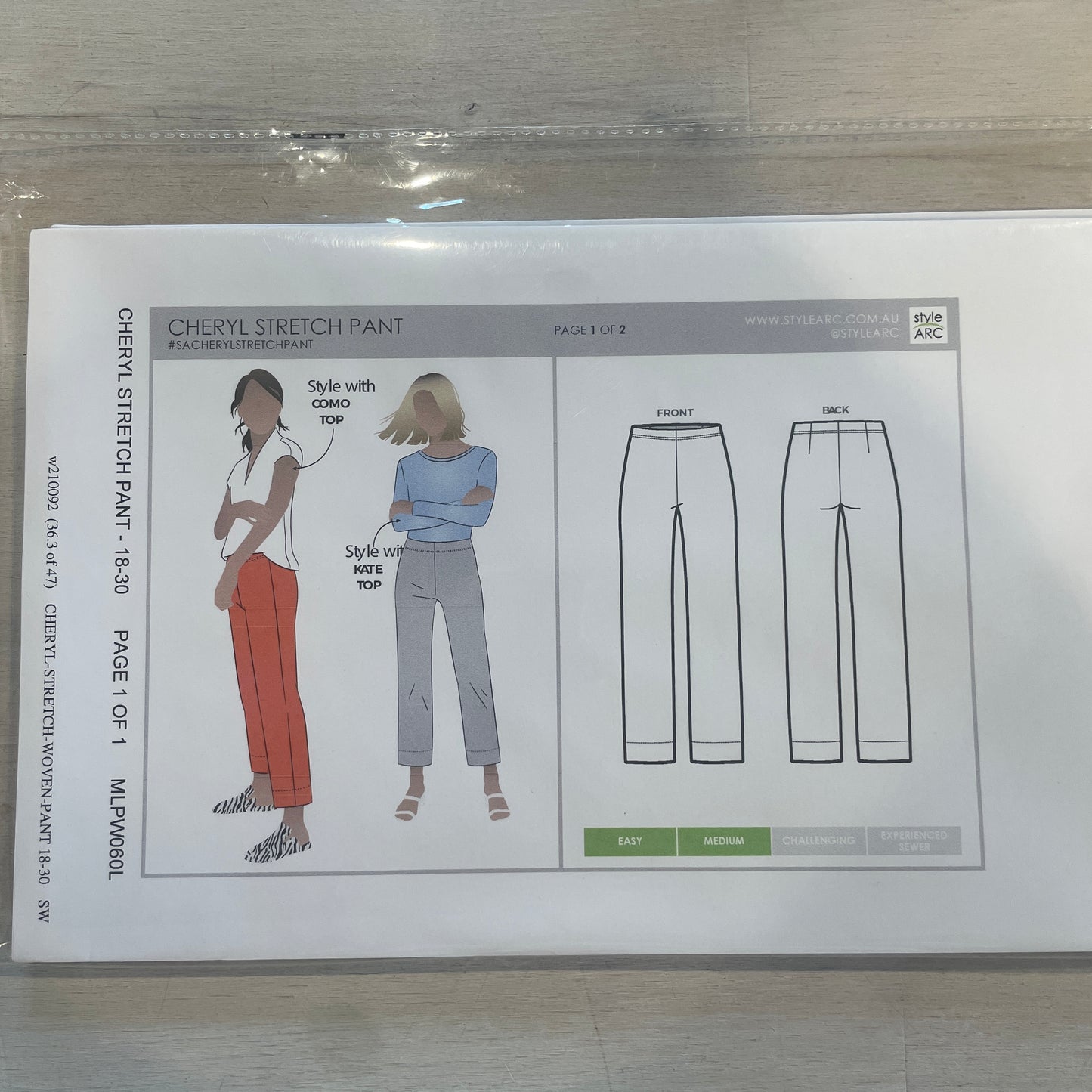 Style Arc Cheryl stretch pant pattern size 18-30