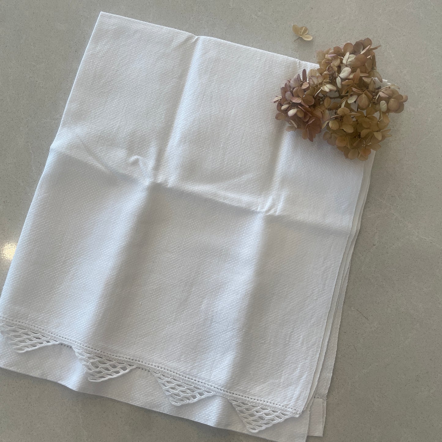 Vintage huckerback towel with crochet border