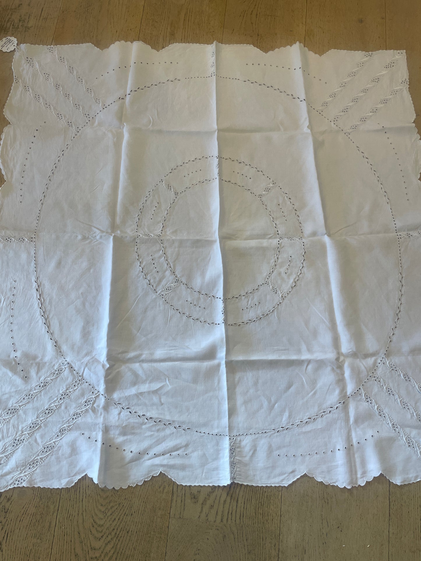 vintage linen cutwork cloth
