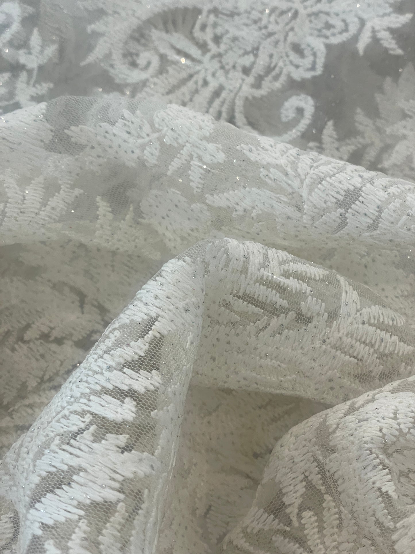 2.5m ivory glitter embroidered tulle