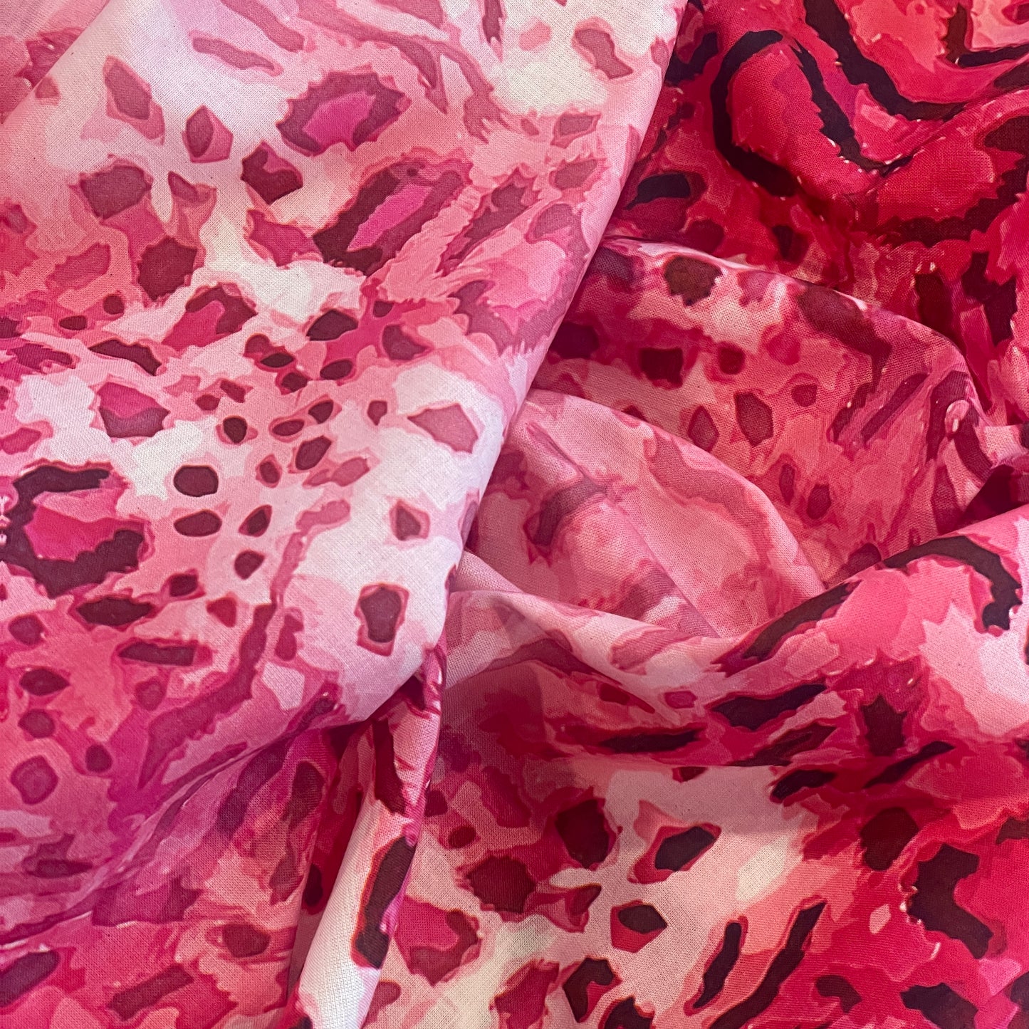 Rose coloured leopard viscose challis