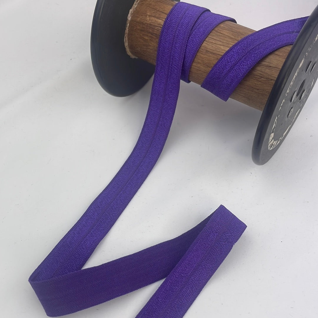Purple 15mm shiny foldover elastic