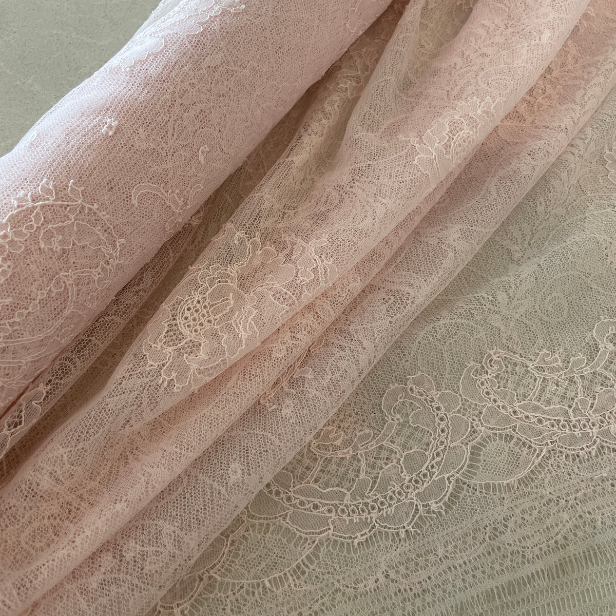 petal pink fine French lace