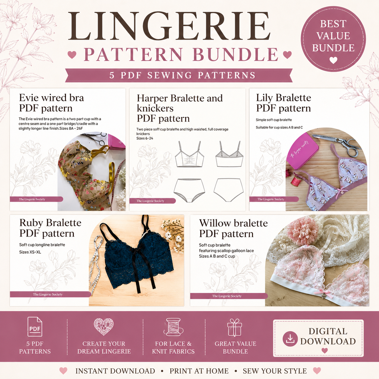 Lingerie PDF Pattern Bundle