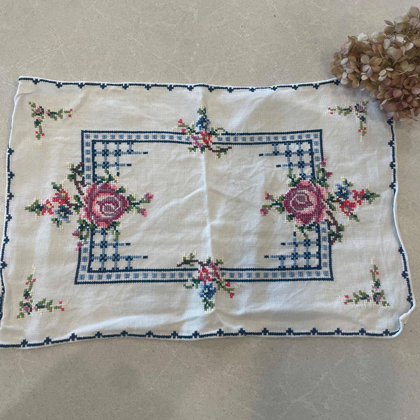 vintage embroidered table centre