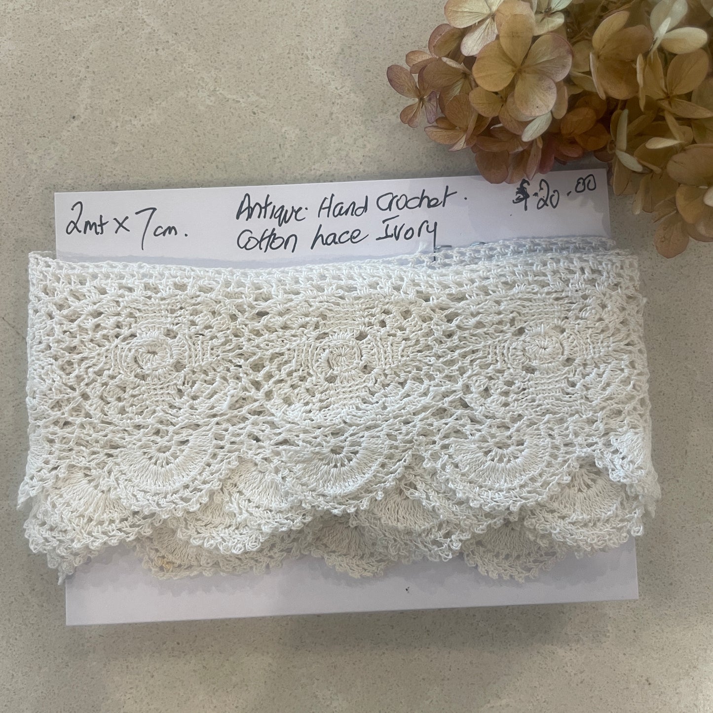 2m antique hand crochet cotton lace #18