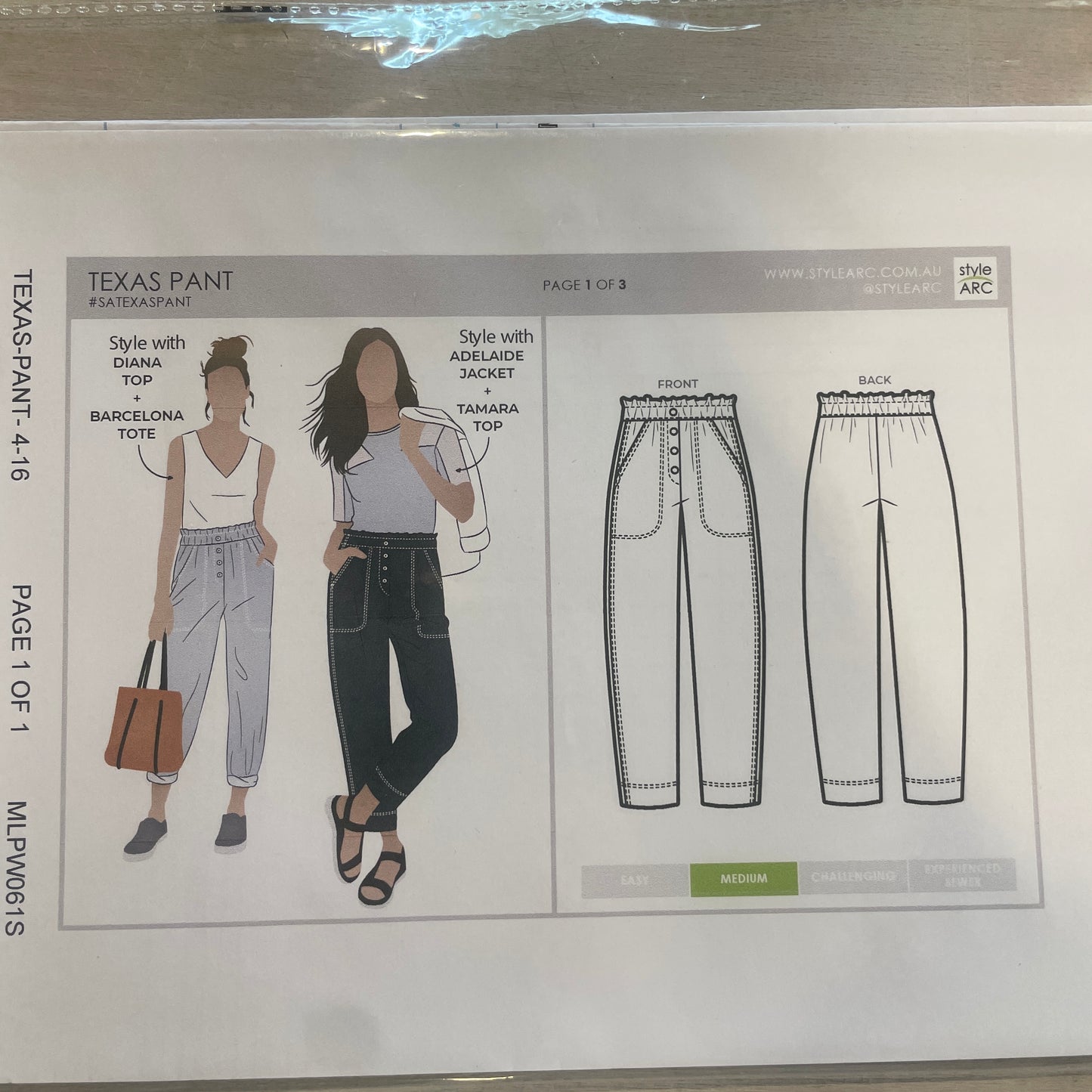 Style Arc texas pant pattern size 4-16