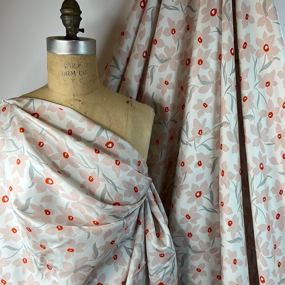 Pink Floral Field Silk Twill