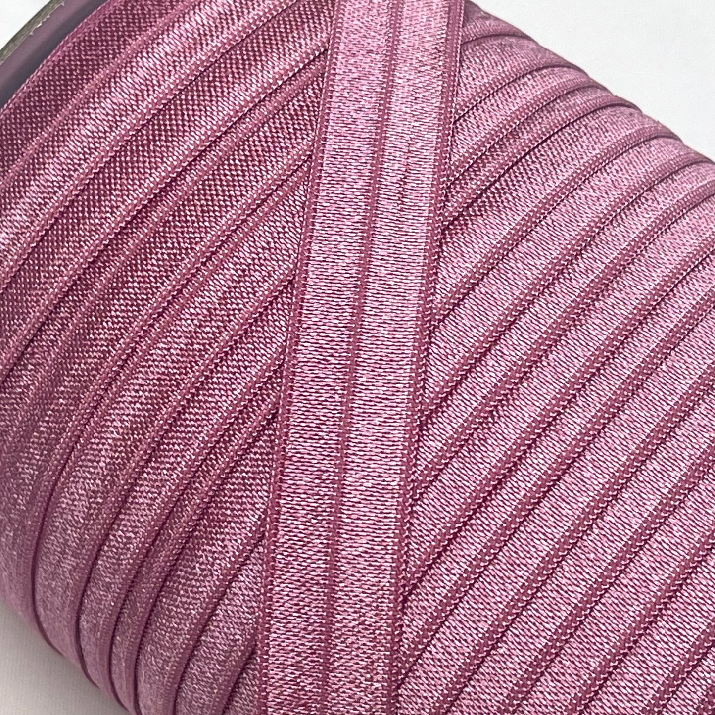 Victorian Rose Pink 15mm Satin Foldover Elastic