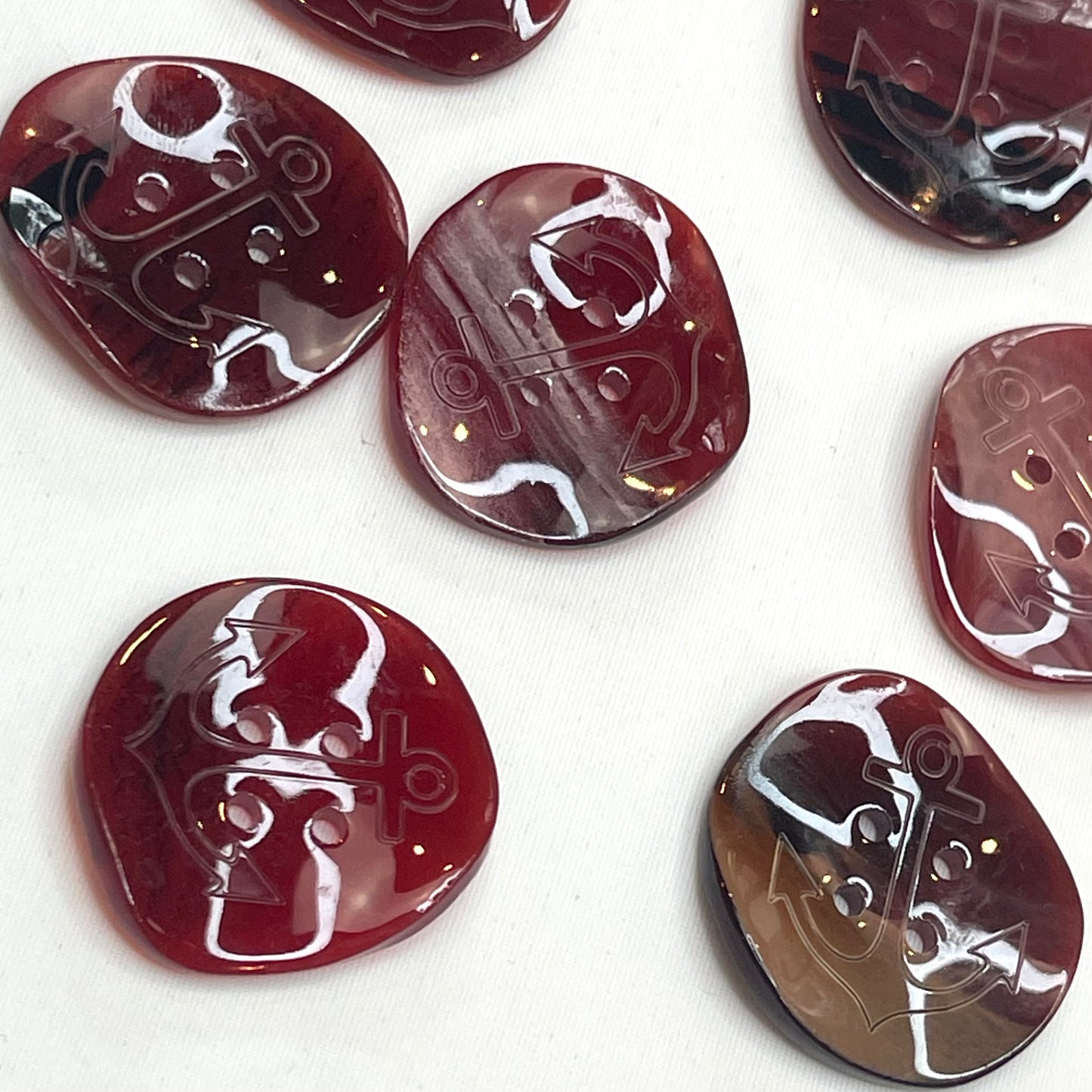 25mm Anchor 4 Hole Red Tortoiseshell Button